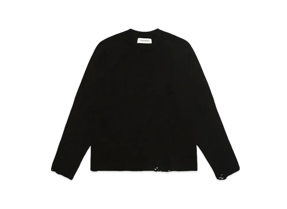 DISCOVERED DAMAGE COTTON CREW NECK KNIT "BLACK"