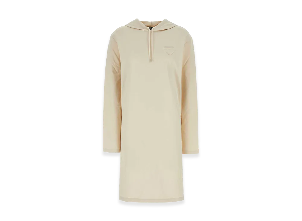 PRADA Women's Cream Stretch Cotton Sweatshirt Dress "Beige"