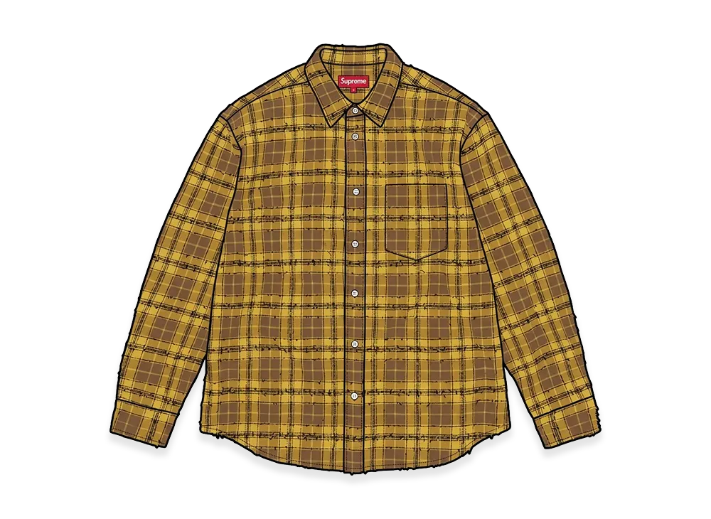 Supreme Frayed Textured Plaid Shirt "Gold"