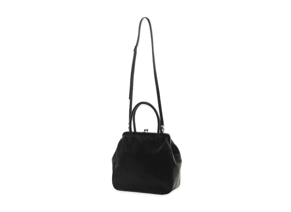 Yohji Yamamoto Y's SEMI GLOSS LEATHER CLASP HANDBAG "Black"