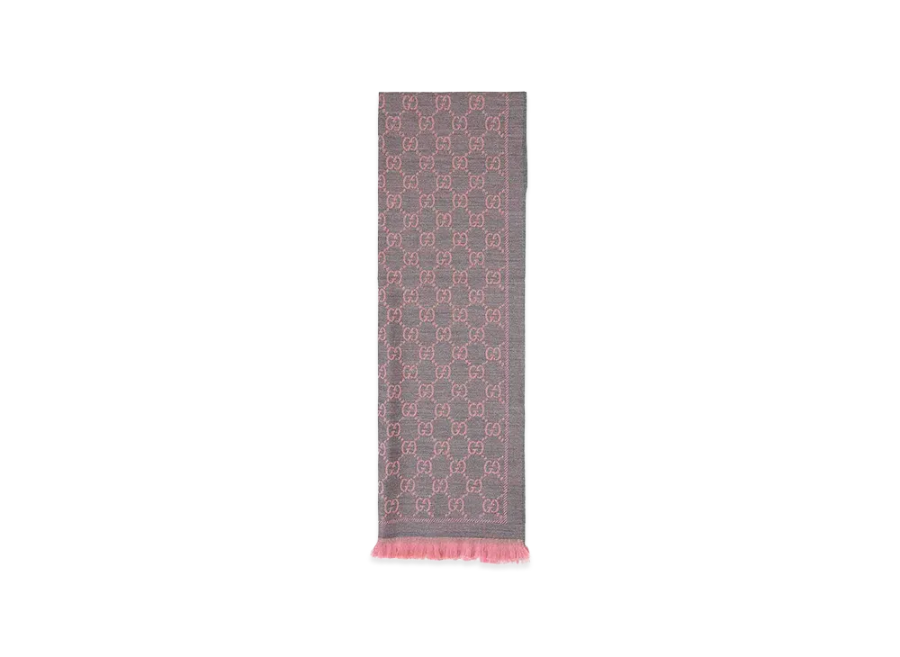 GUCCI Women's GG Jacquard Pattern Knitted Scarf "Nude/Neutrals"