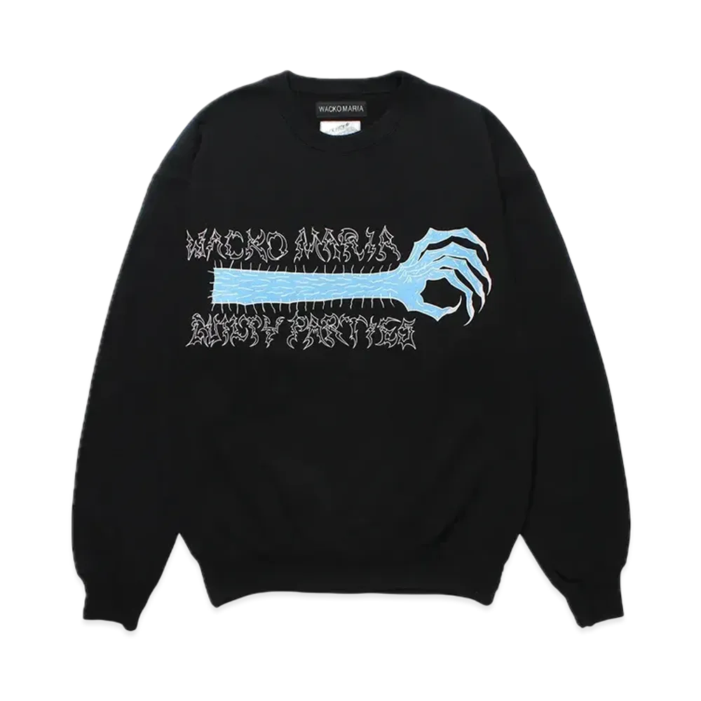WACKO MARIA x NECKFACE Heavy Weight Crew Neck Sweat Shirt "Black"