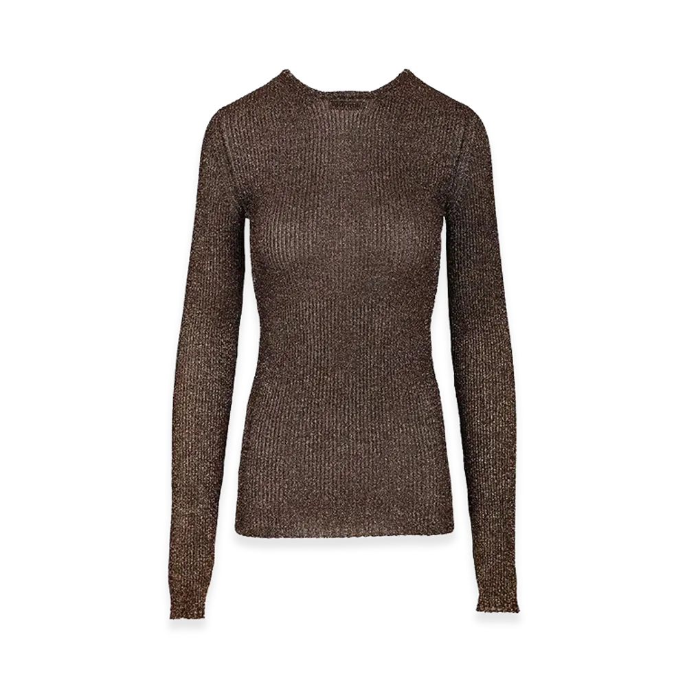 MIU MIU Women's Viscose Blend T-Shirt "Brown/Gold"
