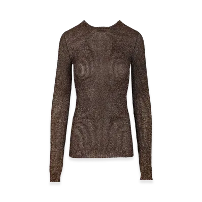 MIU MIU Women's Viscose Blend T-Shirt "Brown/Gold"