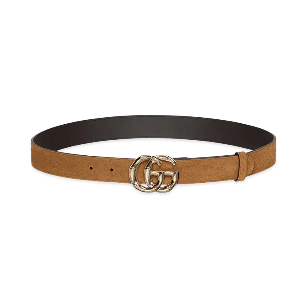 GUCCI Women's Biscuit Suede Belt "Camel"