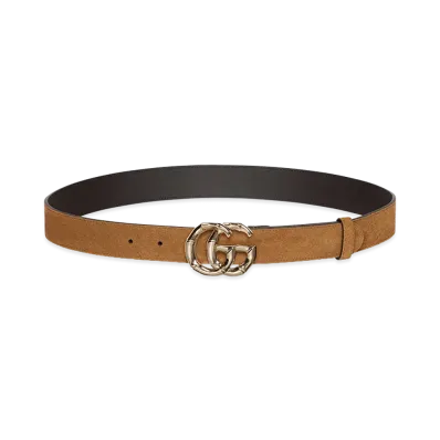 GUCCI Women's Biscuit Suede Belt "Camel"