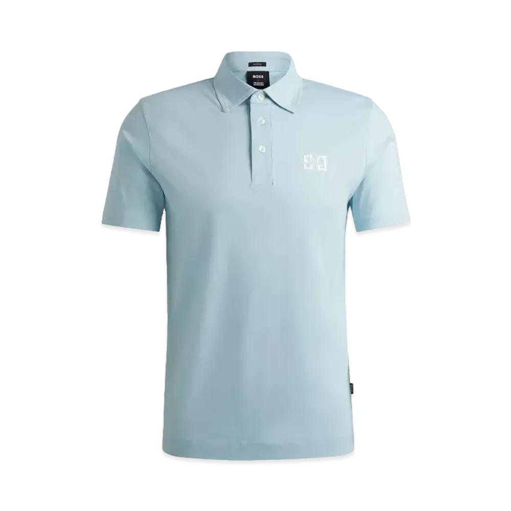 Boss x Shohei Ohtani Cotton Polo Shirt Monogram Embroidery "Light Blue"