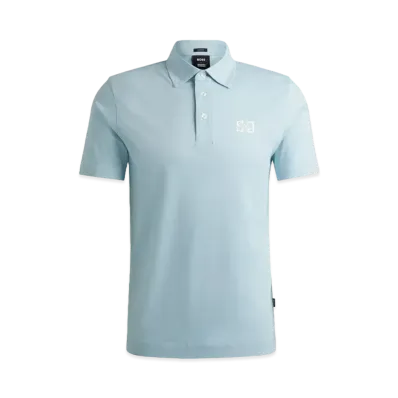 Boss x Shohei Ohtani Cotton Polo Shirt Monogram Embroidery "Light Blue"