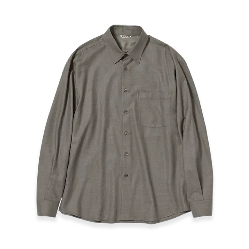AURALEE Super Light Wool Shirt Top "Brown"