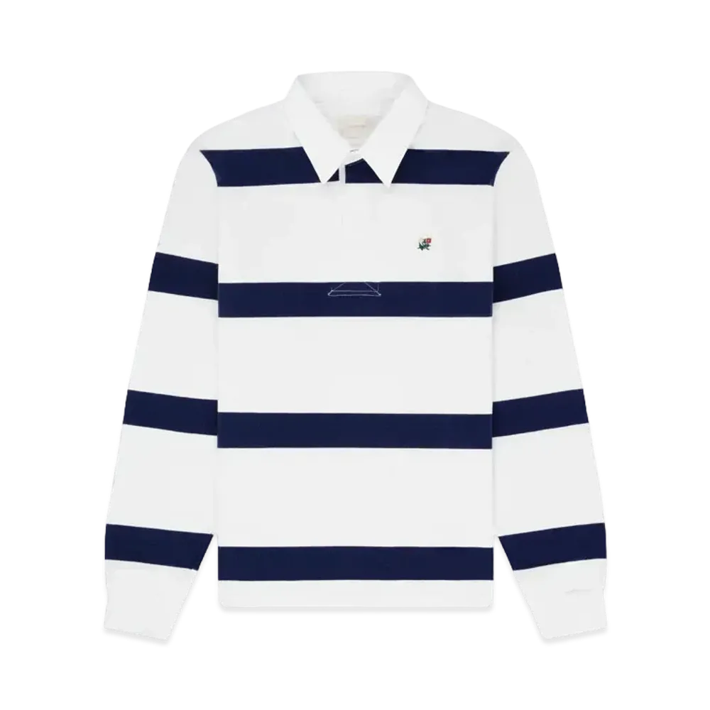 Aime Leon Dore Striped Crest Rugby "White & Navy"