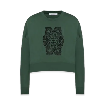 Max Mara Women's Cropped Virgin Wool Knit Pullover Sweater "Green"