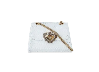 Dolce&Gabbana Devotion Shoulder Bag Small Woven Nappa "White"