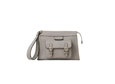 Chloe Edith Small Pouch In Buffalo Leather "Grey"