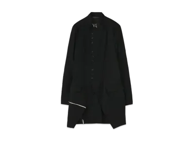 Yohji Yamamoto Y's WOOL GABARDINE U-STAND COLLAR LONG JACKET "Black"