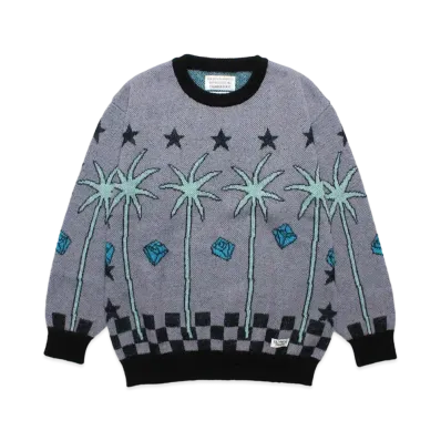 WACKO MARIA 世界平和プロジェクト / Jacquard Mohair Knit Sweater "Purple"