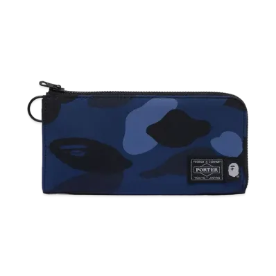 A BATHING APE x PORTER Color Camo Long Wallet "Navy"