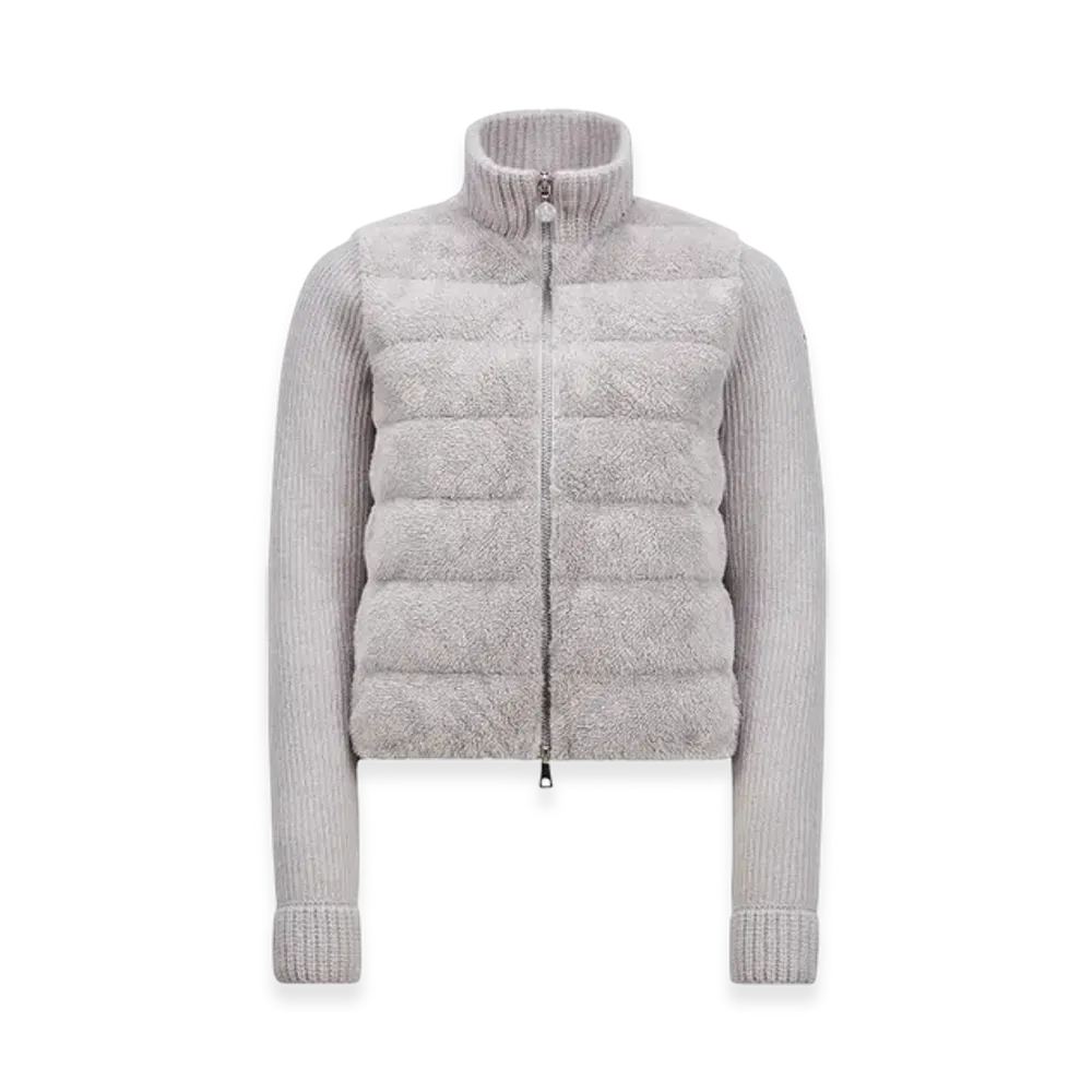 MONCLER Padded Wool & Teddy Zip-Up Cardigan "Grey"