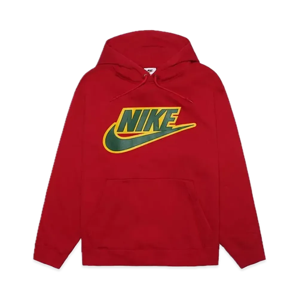 Supreme x Nike Leather Appliqué Hooded Sweatshirt "Red"