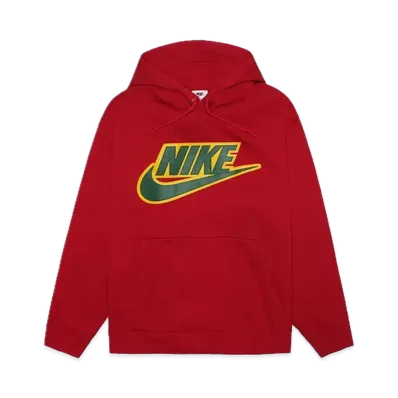 Supreme x Nike Leather Appliqué Hooded Sweatshirt "Red"