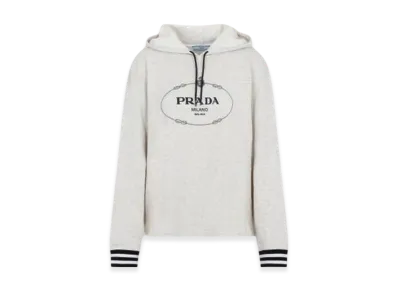 PRADA Women's Oversized Cotton Fleece Hoodie "Natural"