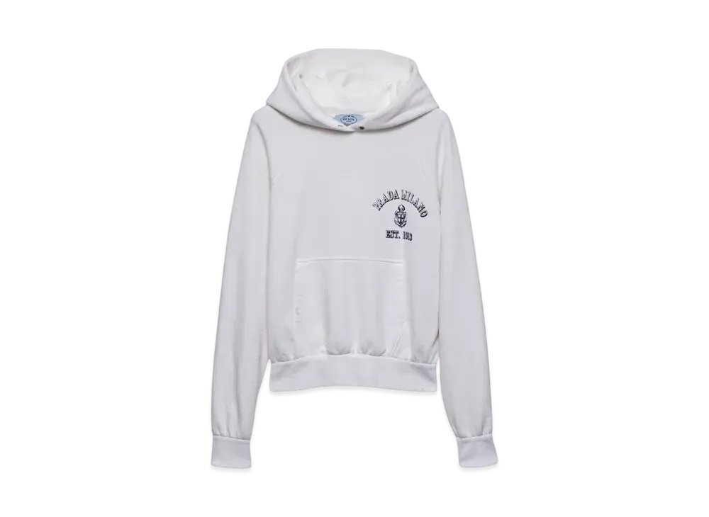 PRADA Women's Cotton Fleece Hoodie "White"