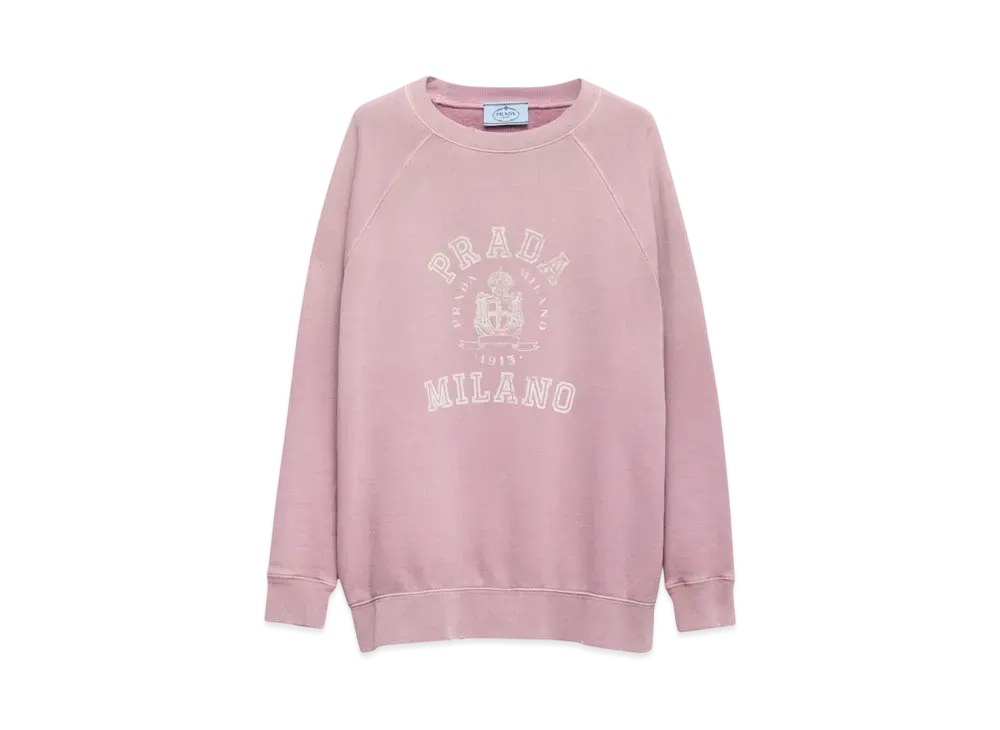 PRADA Women's Cotton Crew-Neck Sweatshirt "Mauve"
