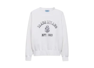 PRADA Women's Cotton Crew-Neck Sweatshirt "Blue"