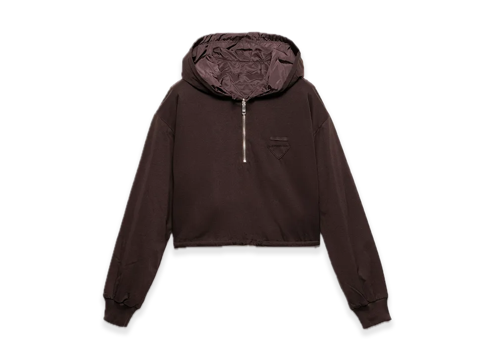 PRADA Reversible Cotton Jersey x Re-Nylon Hoodie "Dark Brown"
