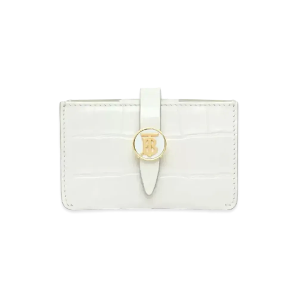 Burberry Monogram Motif Embossed Leather Card Case "Light Pebble"
