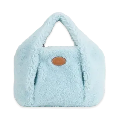 TOD'S Shirt Shopping Bag In Sheepskin Mini "Light Blue"