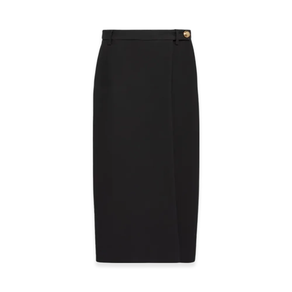 PRADA Women's Tricotine Midi Skirt "Black"