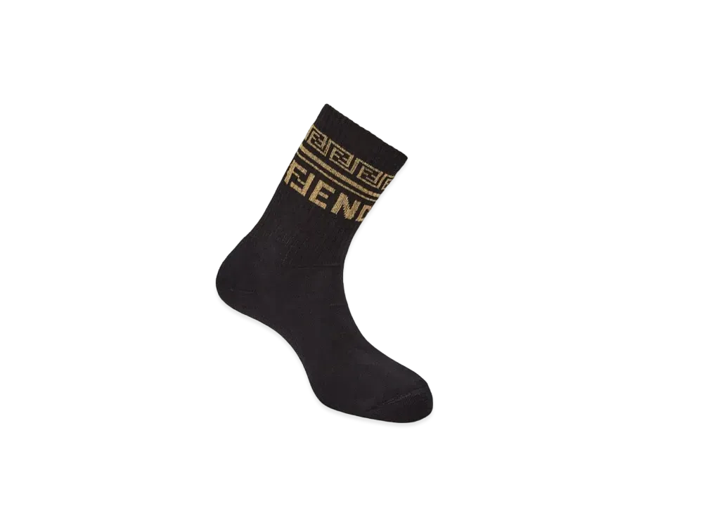 FENDI x Versace Fendace Logo Black Cotton Socks "Black"