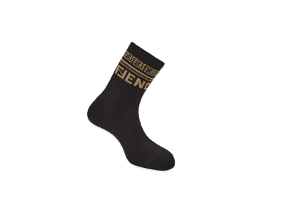 FENDI x Versace Fendace Logo Black Cotton Socks "Black"