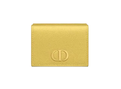 Dior 30 Montaigne Compact Wallet Grained Calfskin "Mustard Yellow"