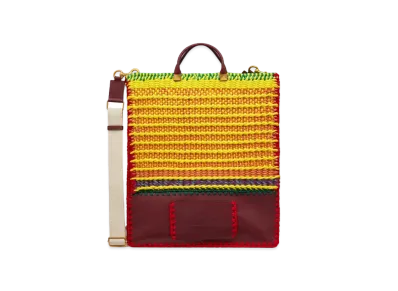 Valentino Valentino Galavani Crochet Fabric Flat Tote "Cherry/Multicolor"