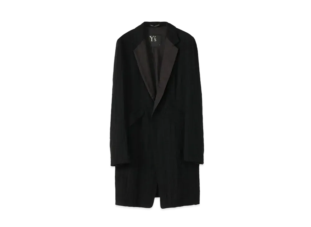 Yohji Yamamoto Y's WOOL ROUGH TWILL GARMENT MILLING LONG TAILORED JACKET "Black"