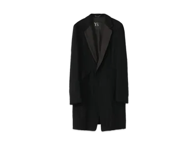 Yohji Yamamoto Y's WOOL ROUGH TWILL GARMENT MILLING LONG TAILORED JACKET "Black"