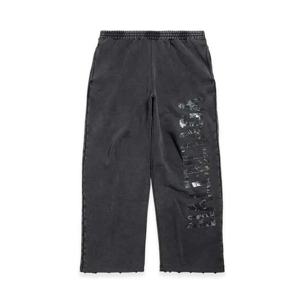 BALENCIAGA Transparent Tape Baggy Pants "Faded Black/White"
