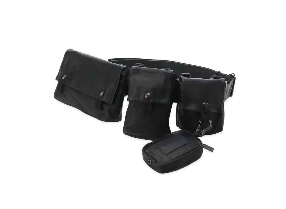 Yohji Yamamoto Pour Homme GARMENT LEATHER MILITARY WAIST POUCH "Black"
