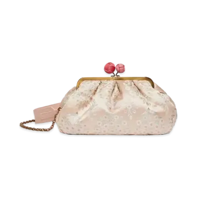 Max Mara Medium Pasticino Bag in Silk Jacquard "Pink"