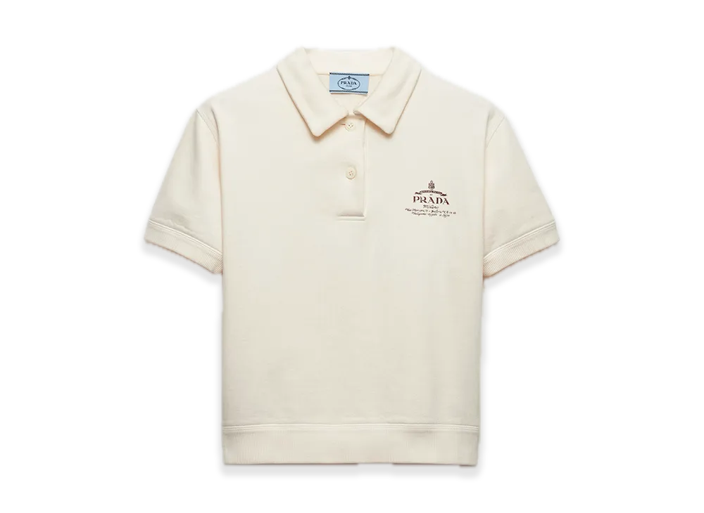 PRADA Fleece Polo Shirt "Natural"
