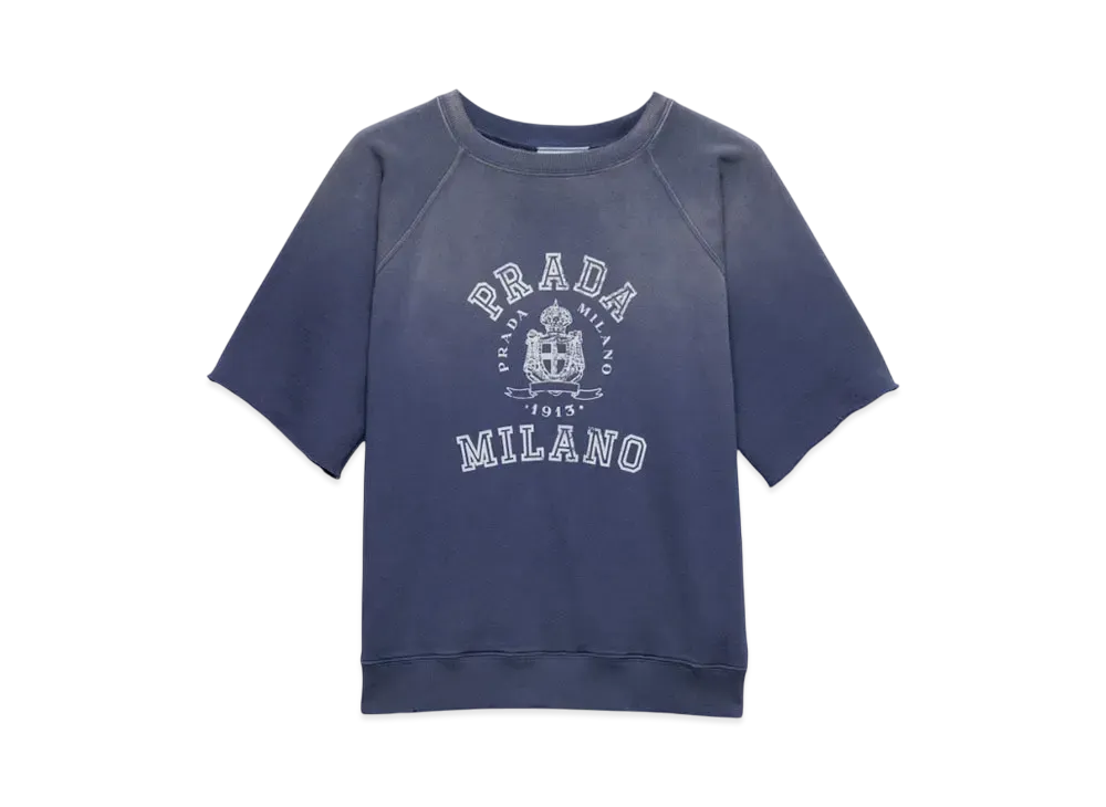 PRADA Women's Cotton Fleece T-Shirt "Navy"
