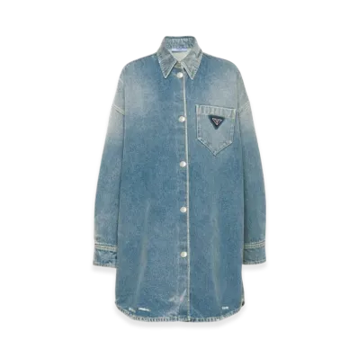PRADA Women's Oversized Organic Denim Shirt "Navy"