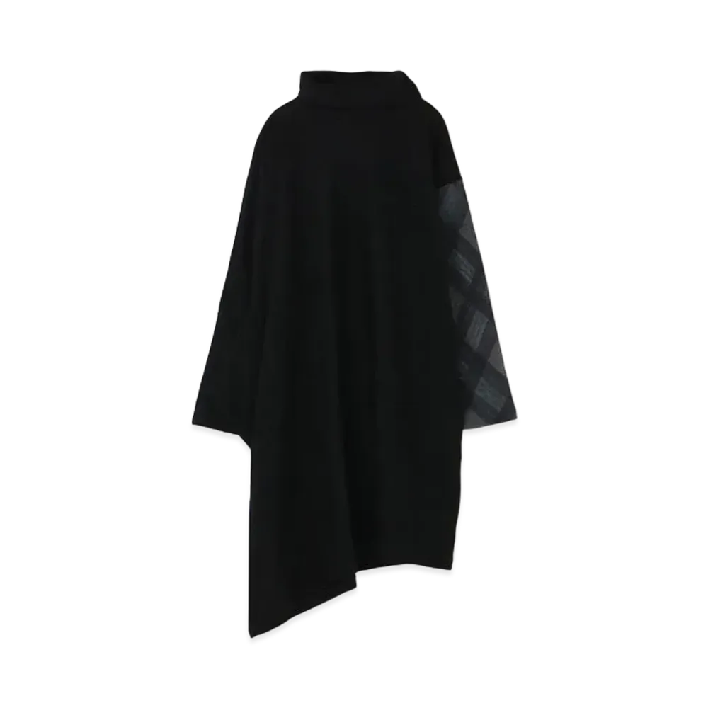 Yohji Yamamoto SPECIAL SOFT CARDED WOOL 1/14 PS SLEEVE CHECK PANEL LS "Gray"