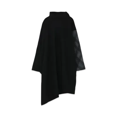 Yohji Yamamoto SPECIAL SOFT CARDED WOOL 1/14 PS SLEEVE CHECK PANEL LS "Gray"