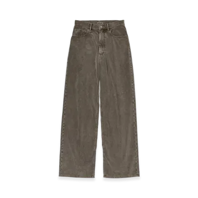 AURALEE Pigment Dyed Finx Corduroy Wide 5P Pants "Olive Brown"
