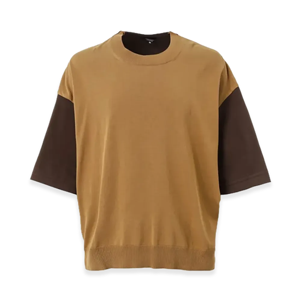 COMME des GARCONS HOMME Knit-Docking Cotton T-Shirts "Brown"