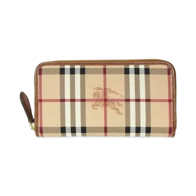 BURBERRY Check Round Fastener Wallet