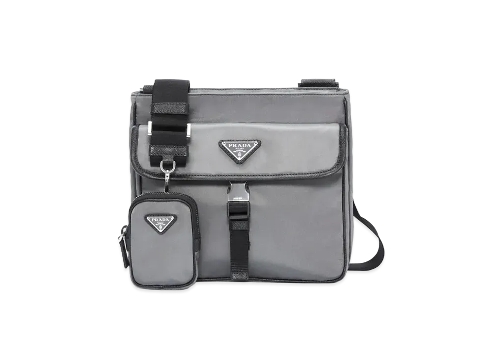 PRADA Nylon Cross-Body Bag "Gray/Black"