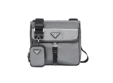 PRADA Nylon Cross-Body Bag "Gray/Black"